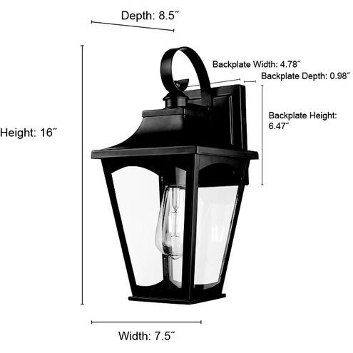 Curry 1 Light 16 inch Powder Coated Black Outdoor Wall Sconce
